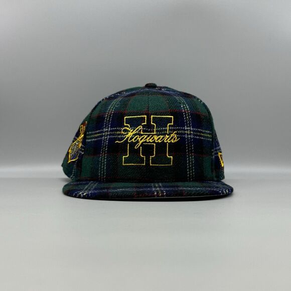 New Era 59Fifty Harry Potter Hogwarts Plaid Fitted Cap Size 7 1/2 New Green Wool - Picture 1 of 9